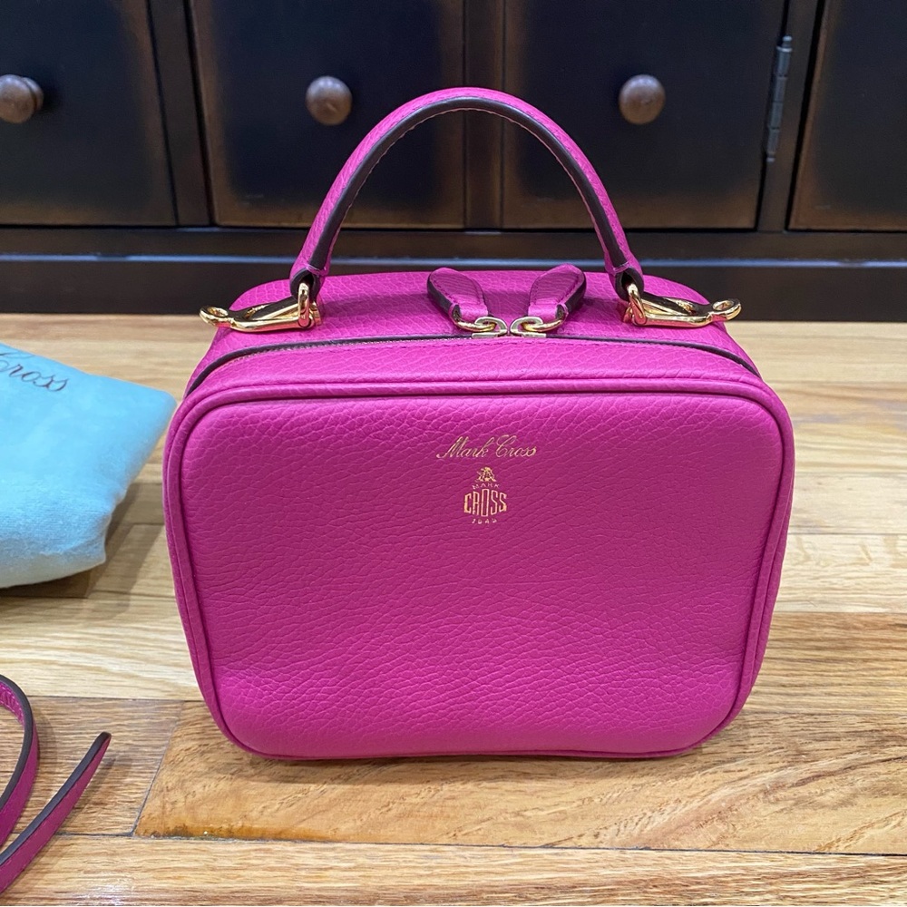 Mark Cross Baby Laura Leather Camera Bag Fuchsia Pink